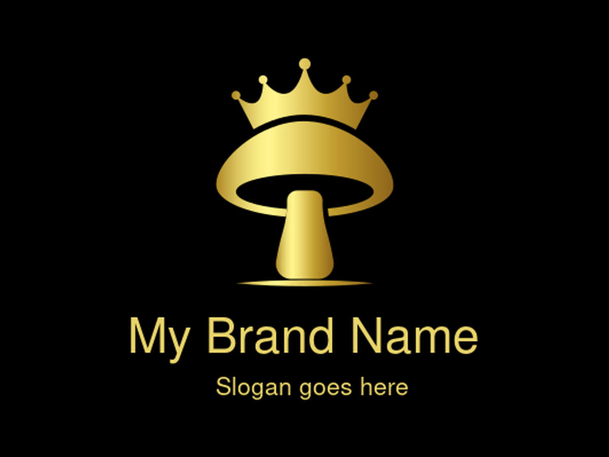 Gold Crowned Mushroom Logo Design for Luxury Culinary and Nature-Inspired Brands